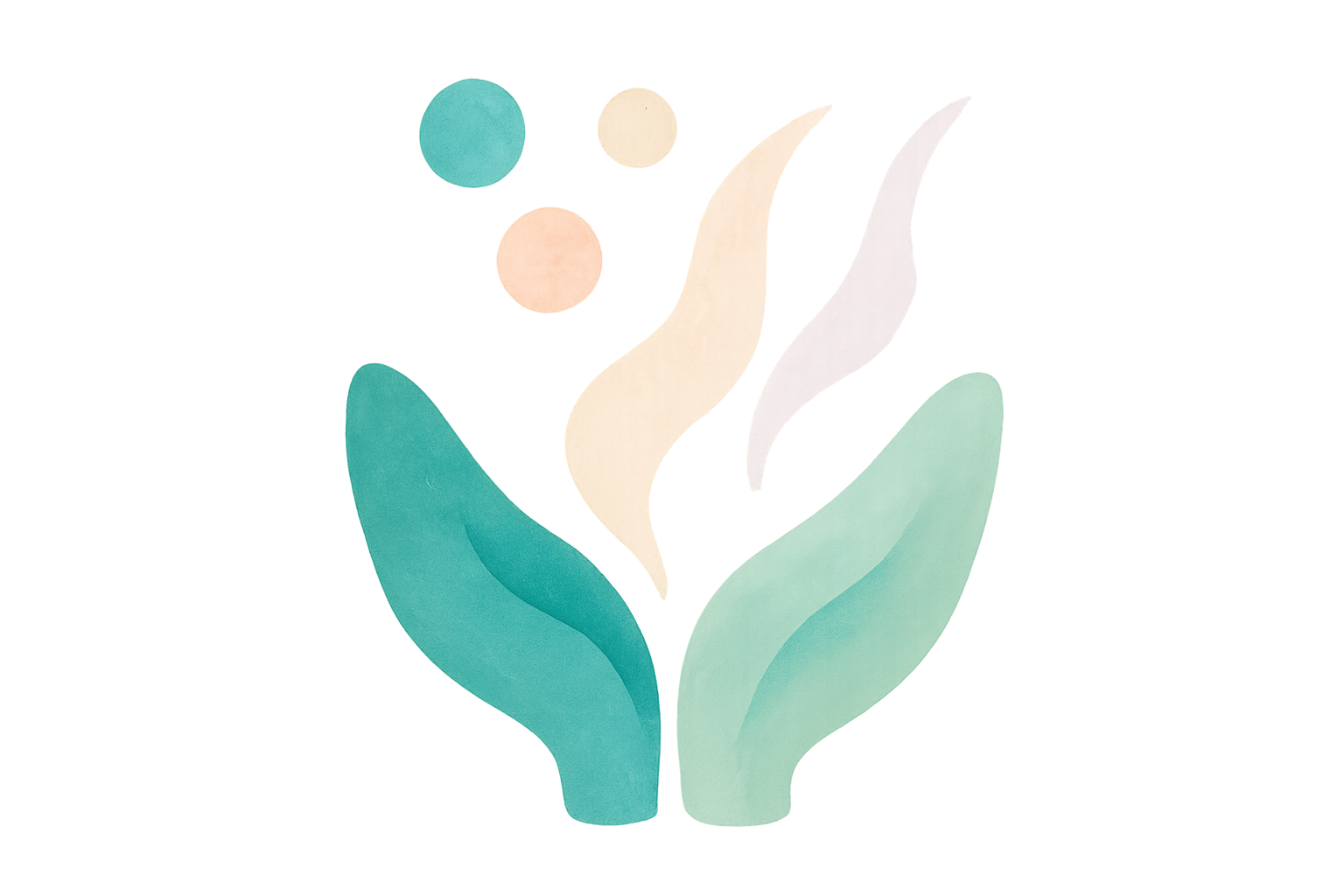 Abstrakte Illustration von Händen, die sich öffnen und weiche Farbwellen freilassen