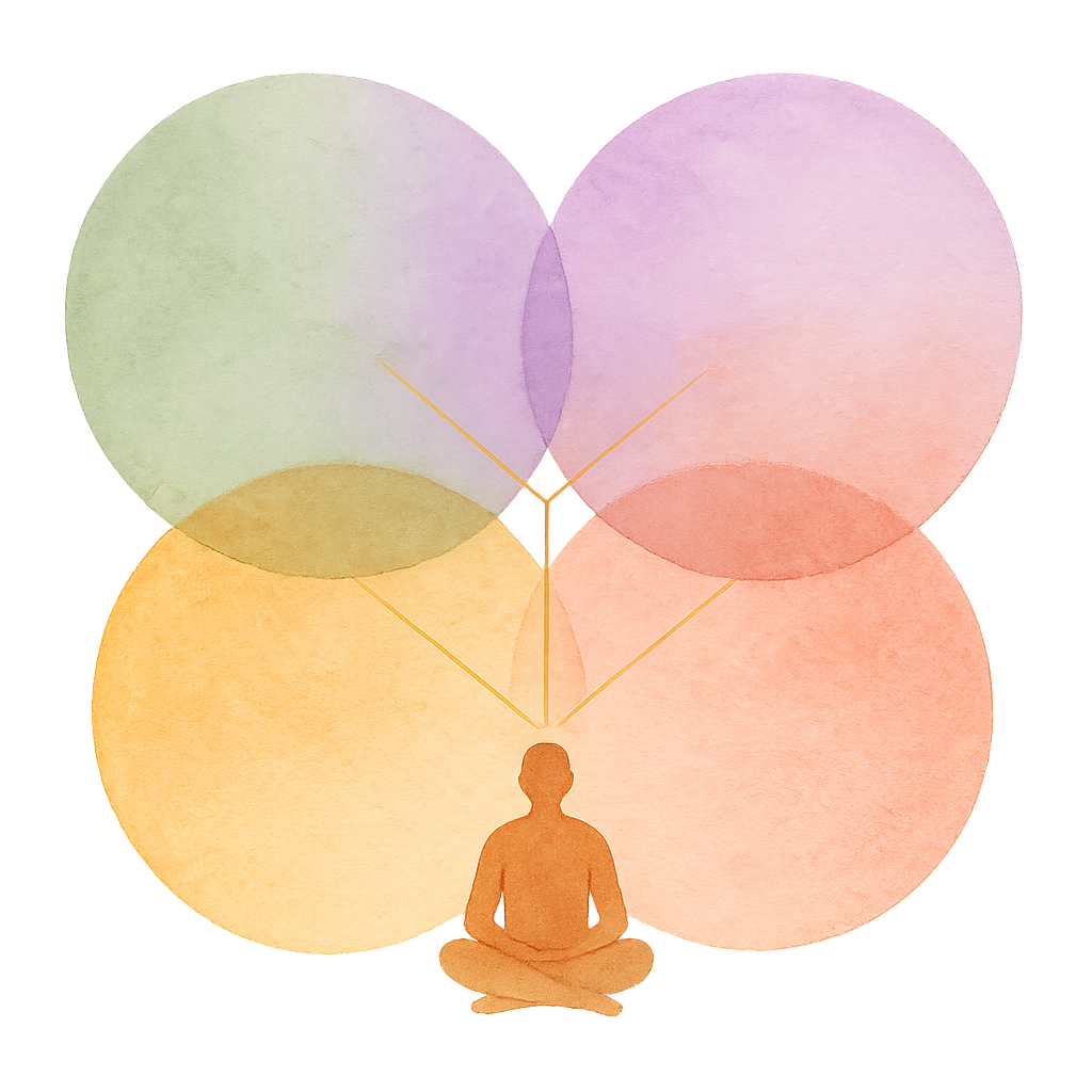 Abstrakte Illustration mehrerer miteinander verbundener innerer Figuren