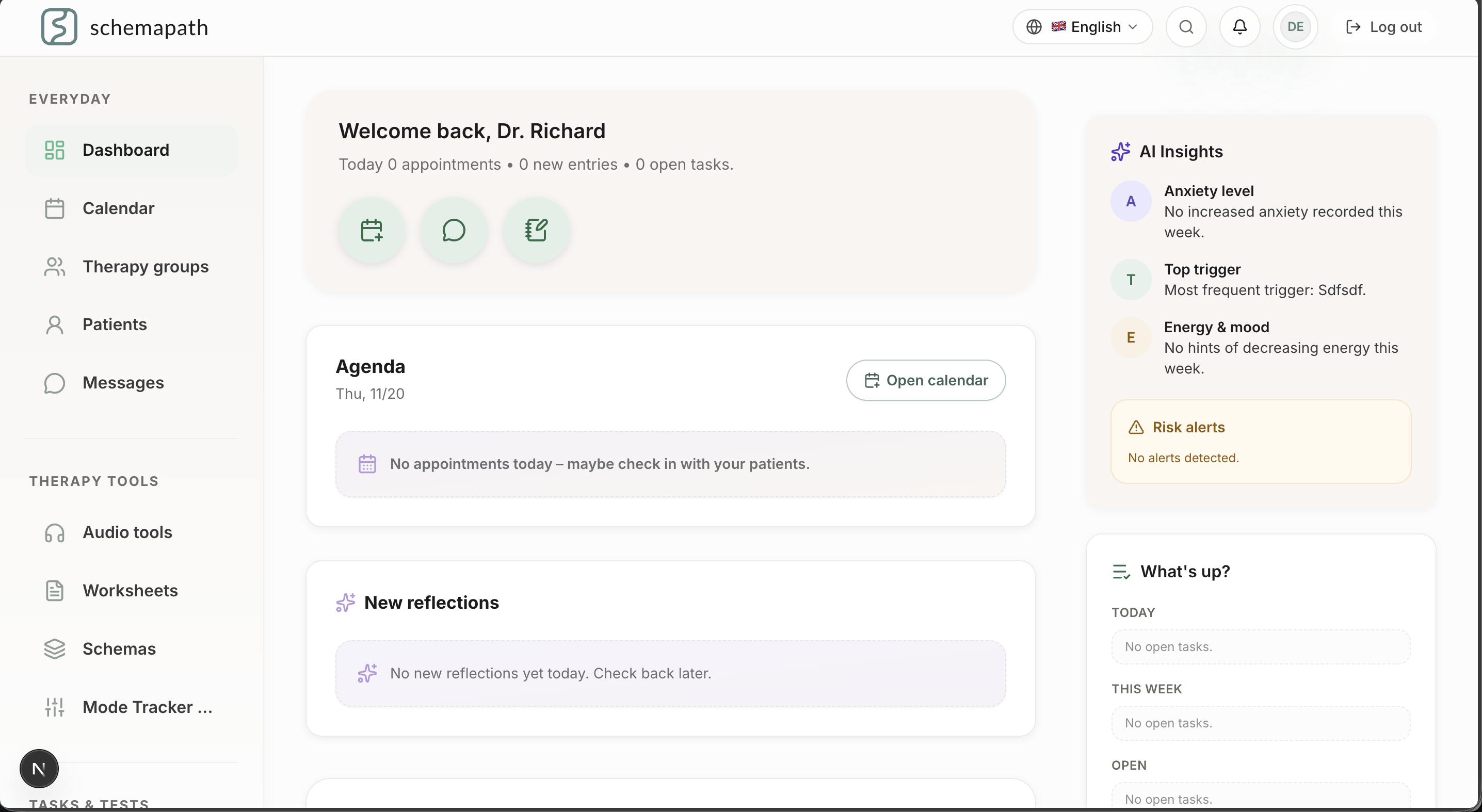 Therapeut:innen-Ansicht-Dashboard